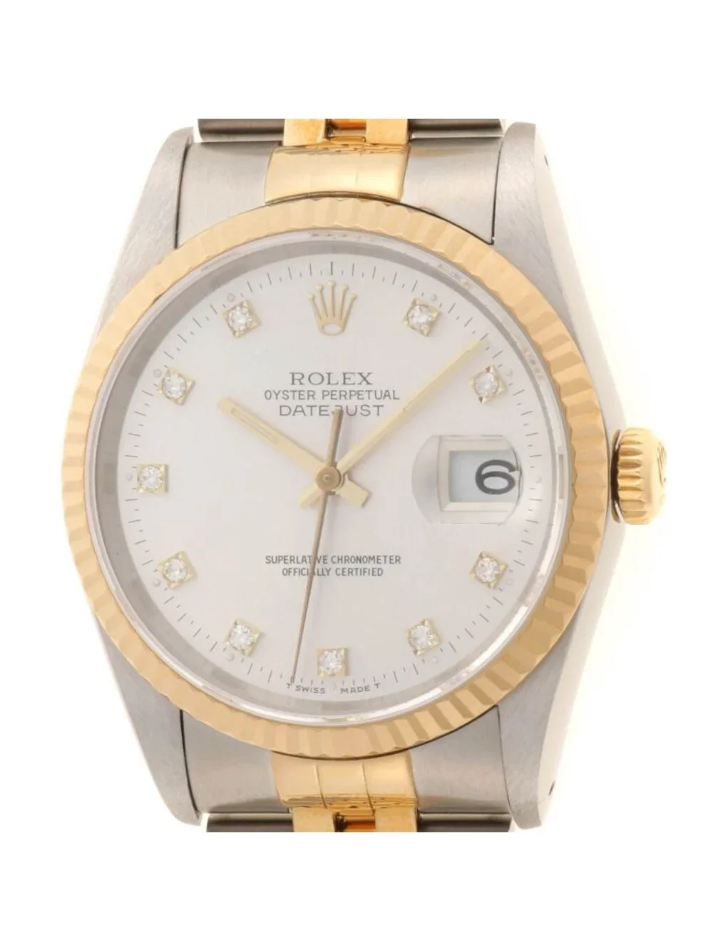 Rolex Datejust Watch 18k Yellow Gold 18k Silver Vintage Numbe Automatic
